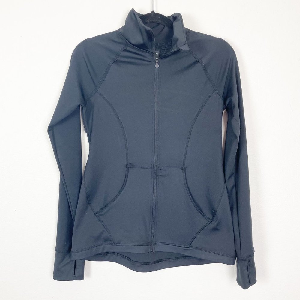 Skora Woman's Sz S Black Full Zip Long Sleeve‎ Athletic Jacket Thumb Holes